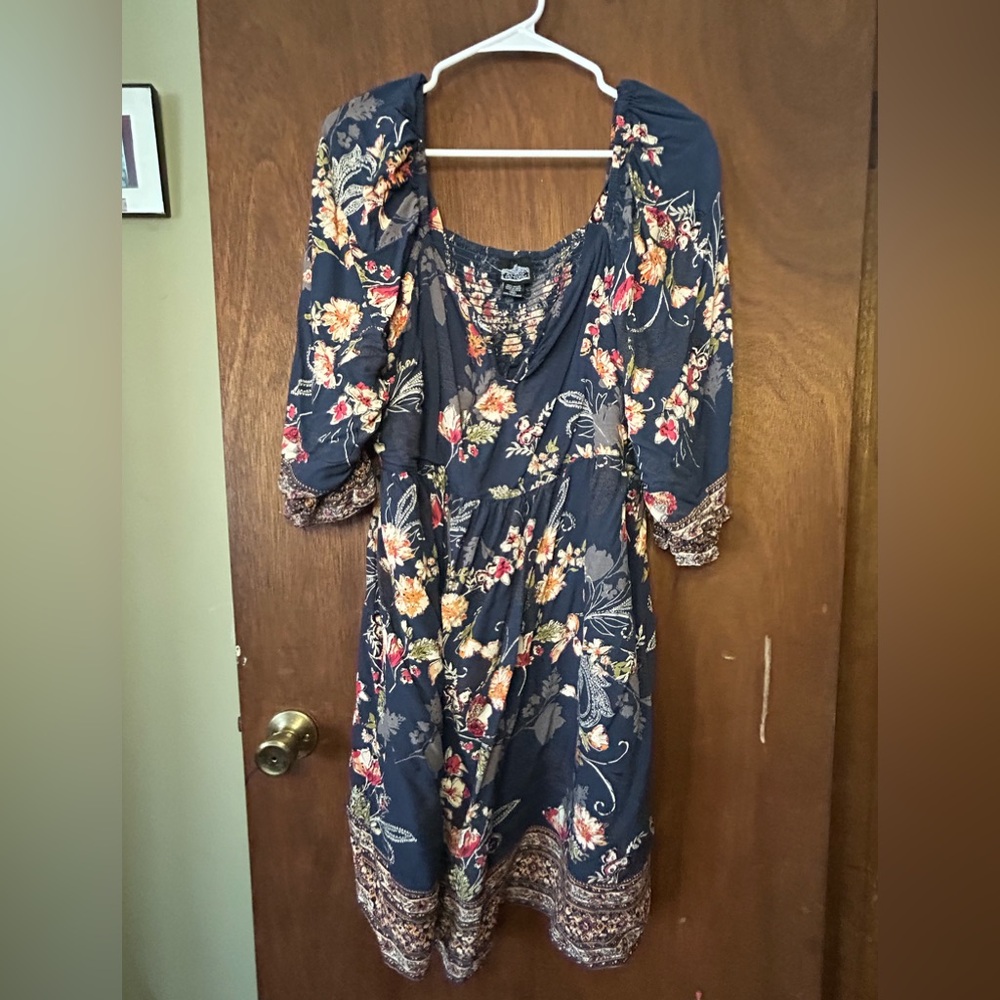 Angie Navy Floral Long Sleeve Dress